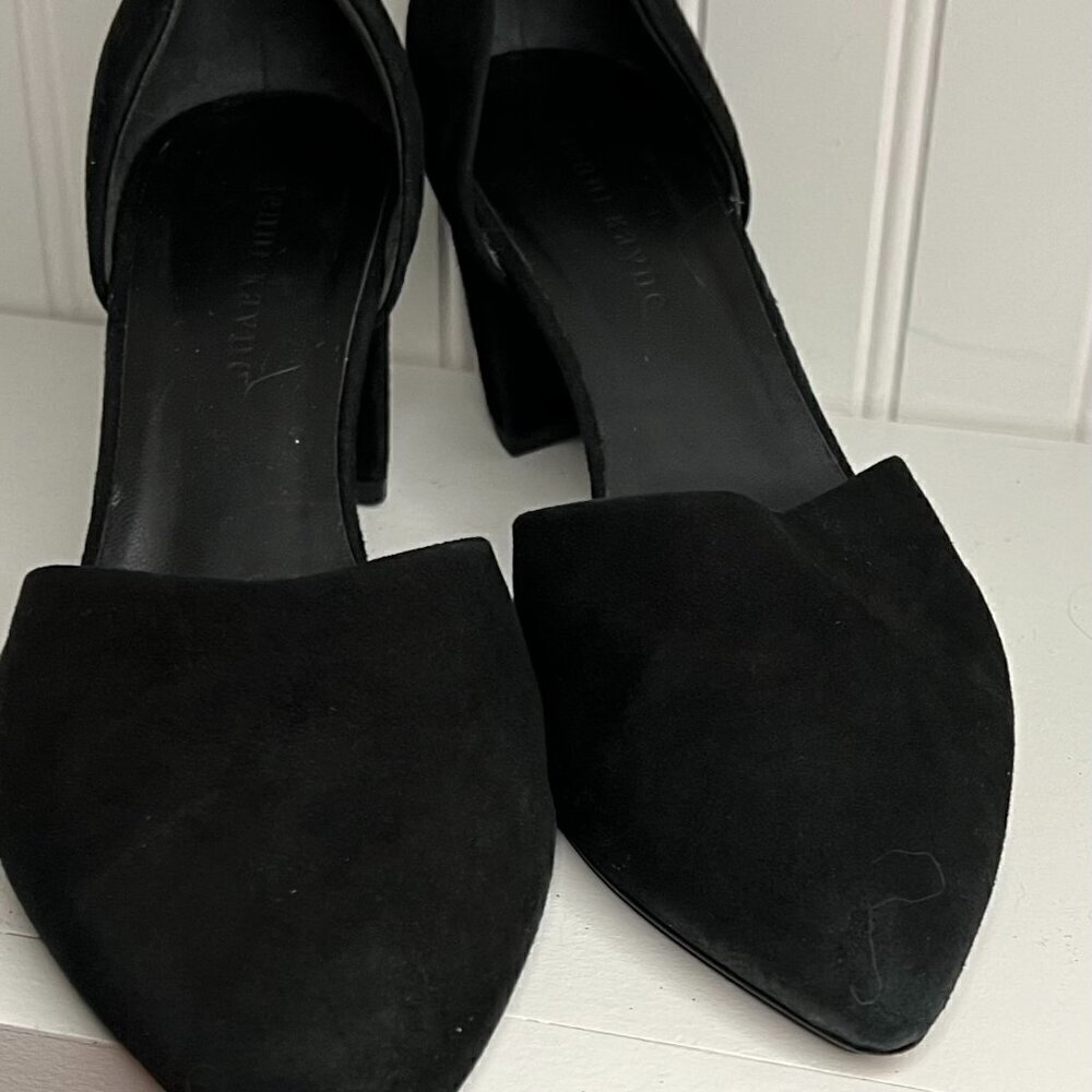 JENNI KAYNE Black Velvet d’Orsay Leather Heels Shoes New Block Heel Pumps 9